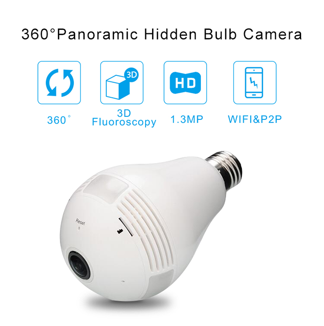 Μίνι πανοραμική Vr κάμερα 360, κάμερα ασφαλείας 2,0 φακών HD Fisheye Megapixels
