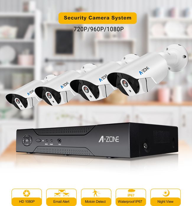 1080P 4 άσπρη σειρά Leds εξαρτήσεων 3pcs CCTV σφαιρών 4k συστημάτων Dvr καμερών